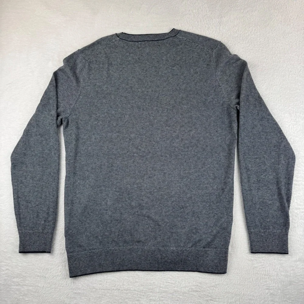 Banana Republic Sweater‎ Mens Large Blue Striped Silk Cashmere Blend Crewneck
